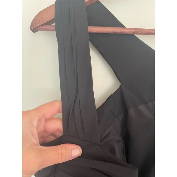 Bill Levkoff Leighton Formal Dress Black Chiffon Halter A-line Princess Size 16 - Picture 11 of 16